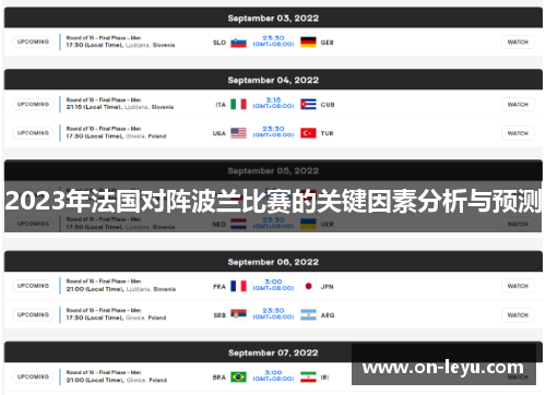 2023年法国对阵波兰比赛的关键因素分析与预测