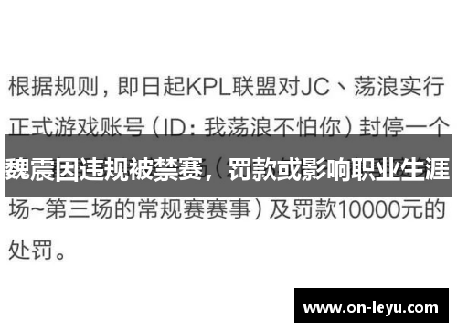 魏震因违规被禁赛，罚款或影响职业生涯